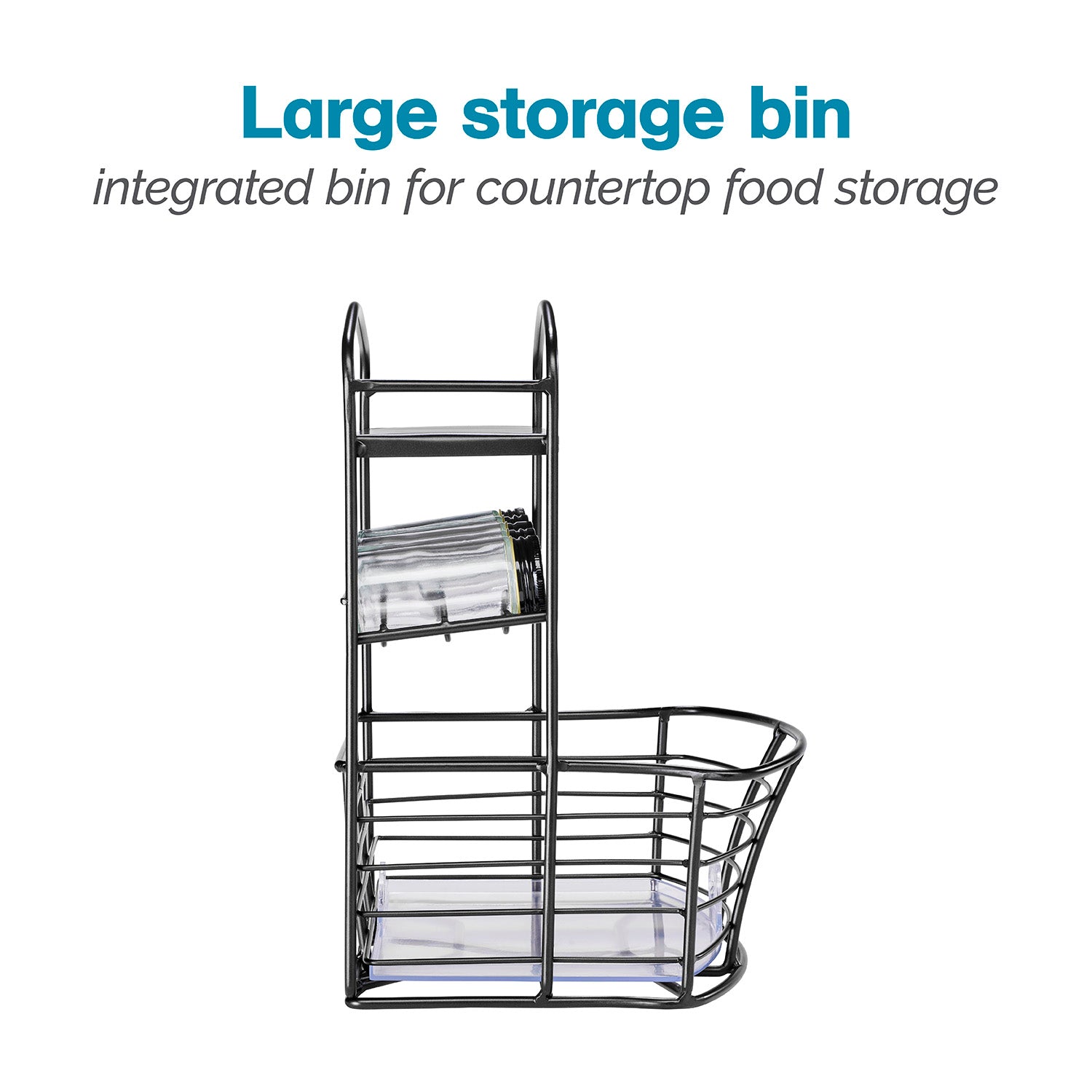 Countertop Storage Bin with Shelf & Jars